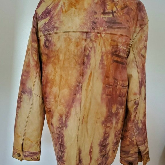 Andrew Marc leather coat safari Cowboy western rustic Large brown tan beige dyed - Picture 2 of 6